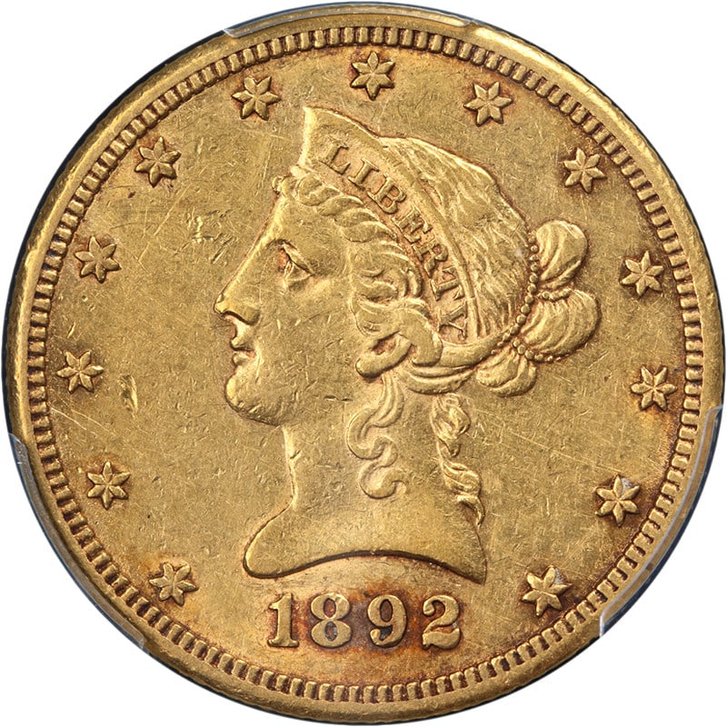 PCGS AU Details 1892-CC Liberty $10 Gold Coin Key Date Carson City Mint: PCGS AU Details 1892-CC Liberty $10 Gold Coin Key Date Carson City Mint The 1892-CC Liberty Gold $10 coin is graded by PCGS as AU Details and was minted at the Carson City Mint. This circulated coin f