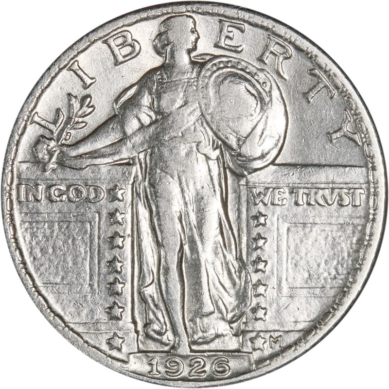 1926-P Standing Liberty Quarter Silver Coin Circulated: 1926-P Standing Liberty Quarter Silver Coin Circulated This 1926-P Standing Liberty Quarter is a remarkable piece of numismatic history, showcasing the iconic design that has captivated collectors. Th