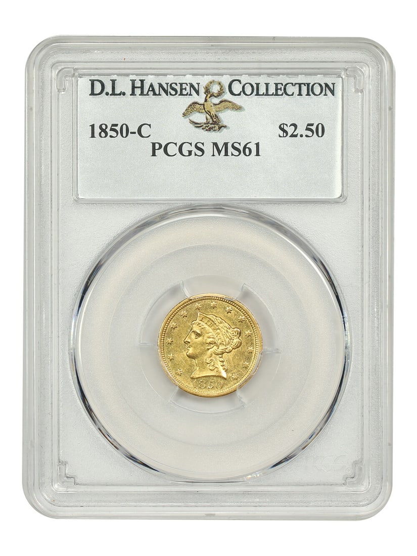 1850-C Liberty Head $2.50 Coin PCGS MS61 Certified Charlotte Issue (1 of 4)