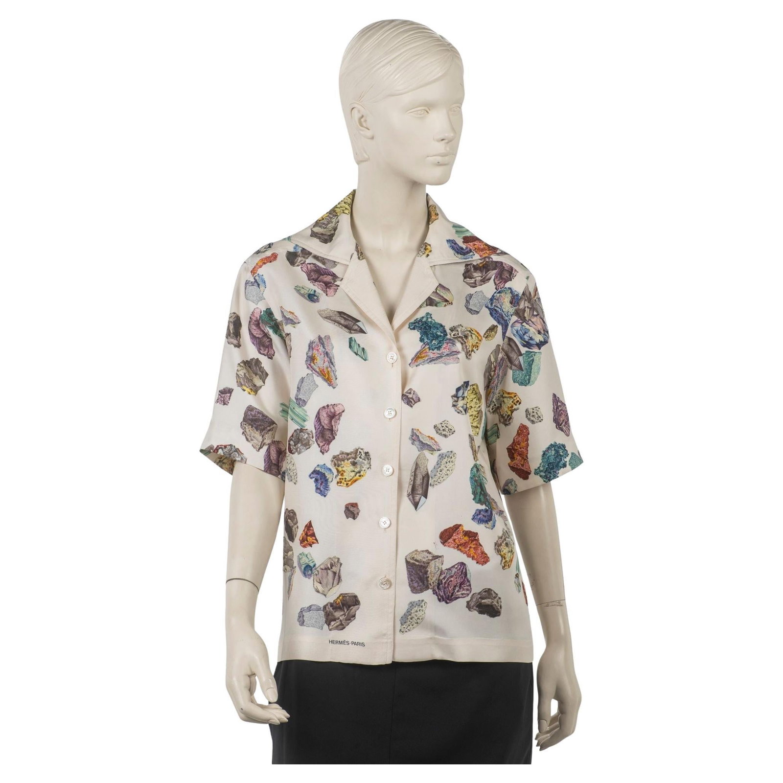 Hermes Mineraux Geo Rock Silk Shirt Multicolored Print France (1 of 9)