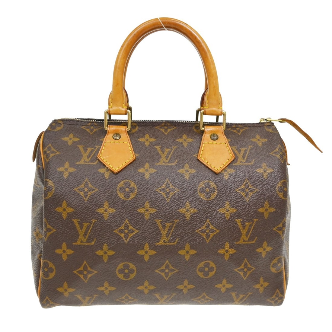 Louis Vuitton Speedy 25 Monogram Brown Duffle Bag: Louis Vuitton Speedy 25 Monogram Brown Duffle Bag This Louis Vuitton Monogram Speedy 25 handbag features the iconic monogram canvas with leather trim, gold-plated hardware, and double handles. The bag