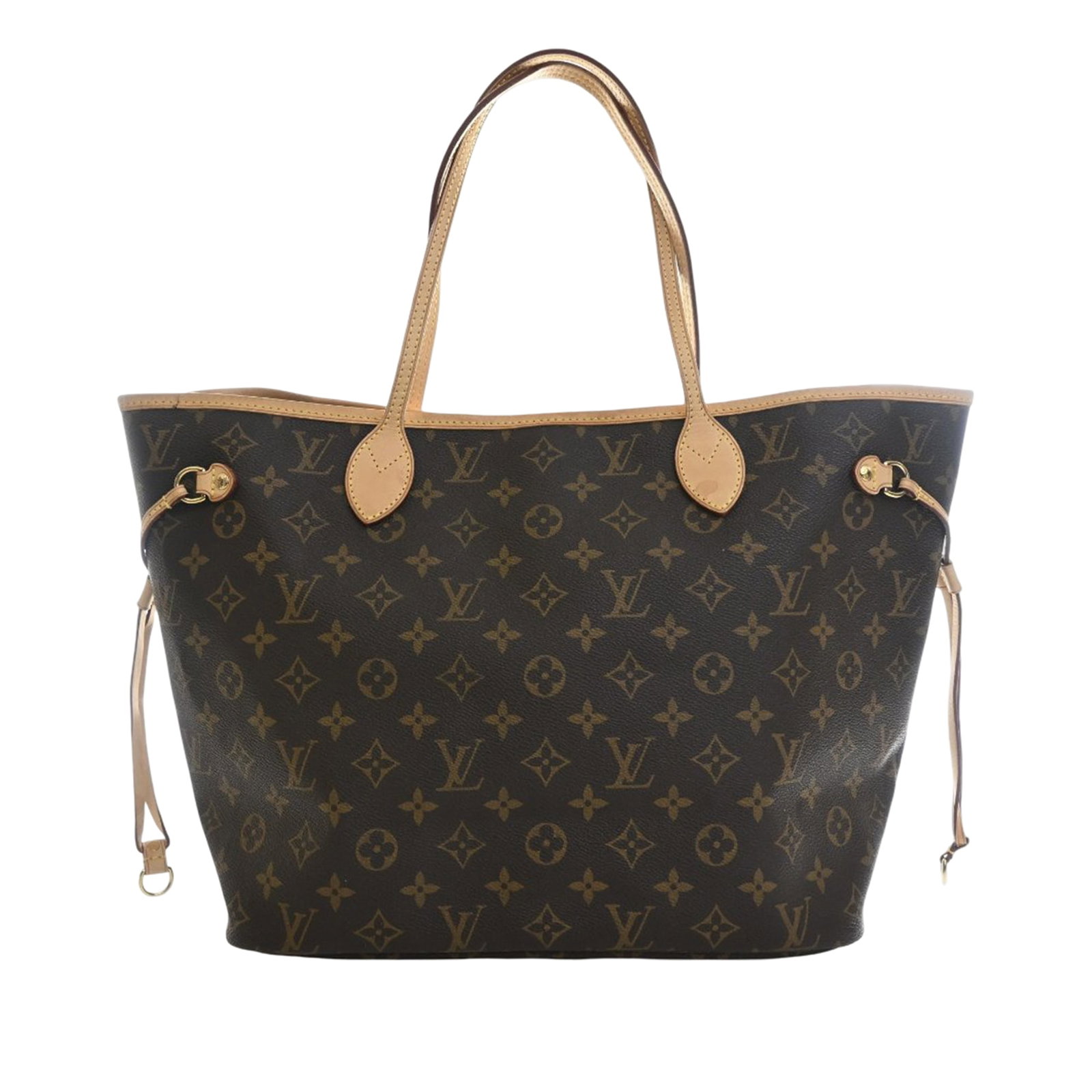 Louis Vuitton Neverfull MM Brown Monogram Canvas Tote Bag: Louis Vuitton Neverfull MM Brown Monogram Canvas Tote Bag This Louis Vuitton Neverfull MM features the iconic monogram canvas, flat vachetta leather handles, and an open top with a lobster clasp closu