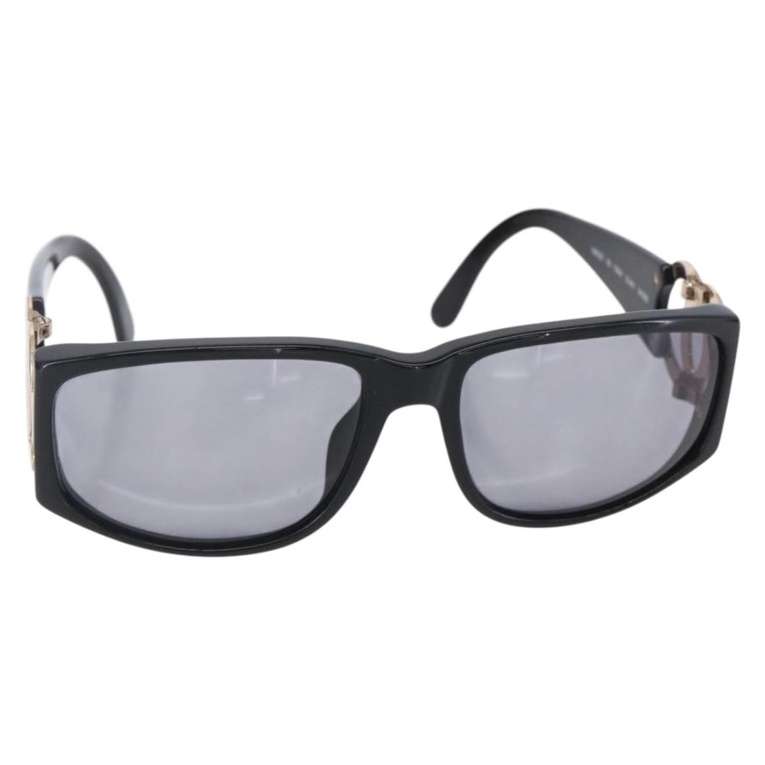 Chanel Black Plastic CC Logo Sunglasses for Women: Chanel Black Plastic CC Logo Sunglasses for Women These Chanel Logo CC sunglasses are crafted from black plastic and designed for women. Made in Italy, they feature the iconic Chanel logo on the frame