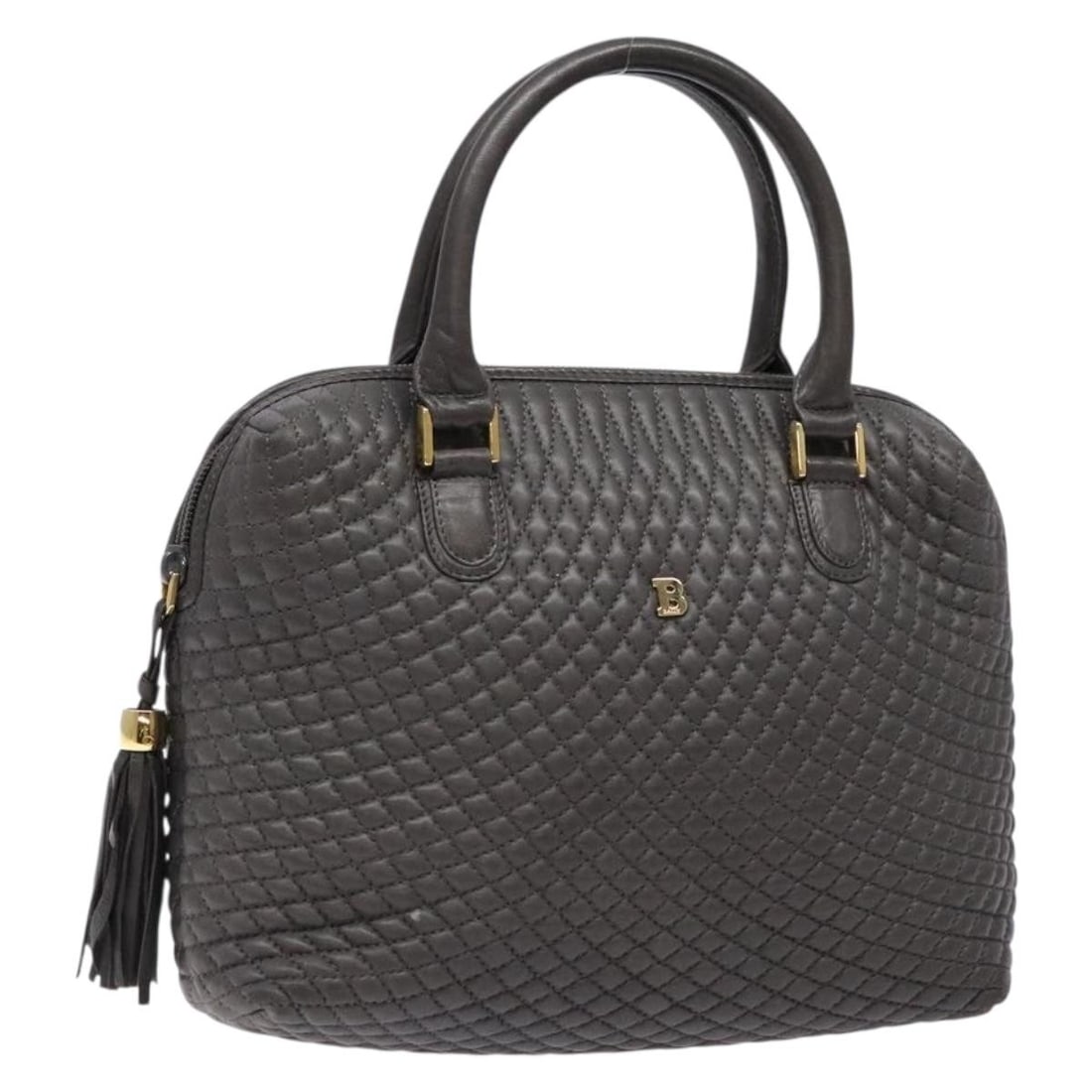 Vintage Gray Leather Bally Handbag 24cm by 17cm by 6cm: Vintage Gray Leather Bally Handbag 24cm by 17cm by 6cm This vintage Bally handbag features quilted gray leather and is designed for women. It measures 24cm x 17cm x 6cm and is made in Italy. The handb