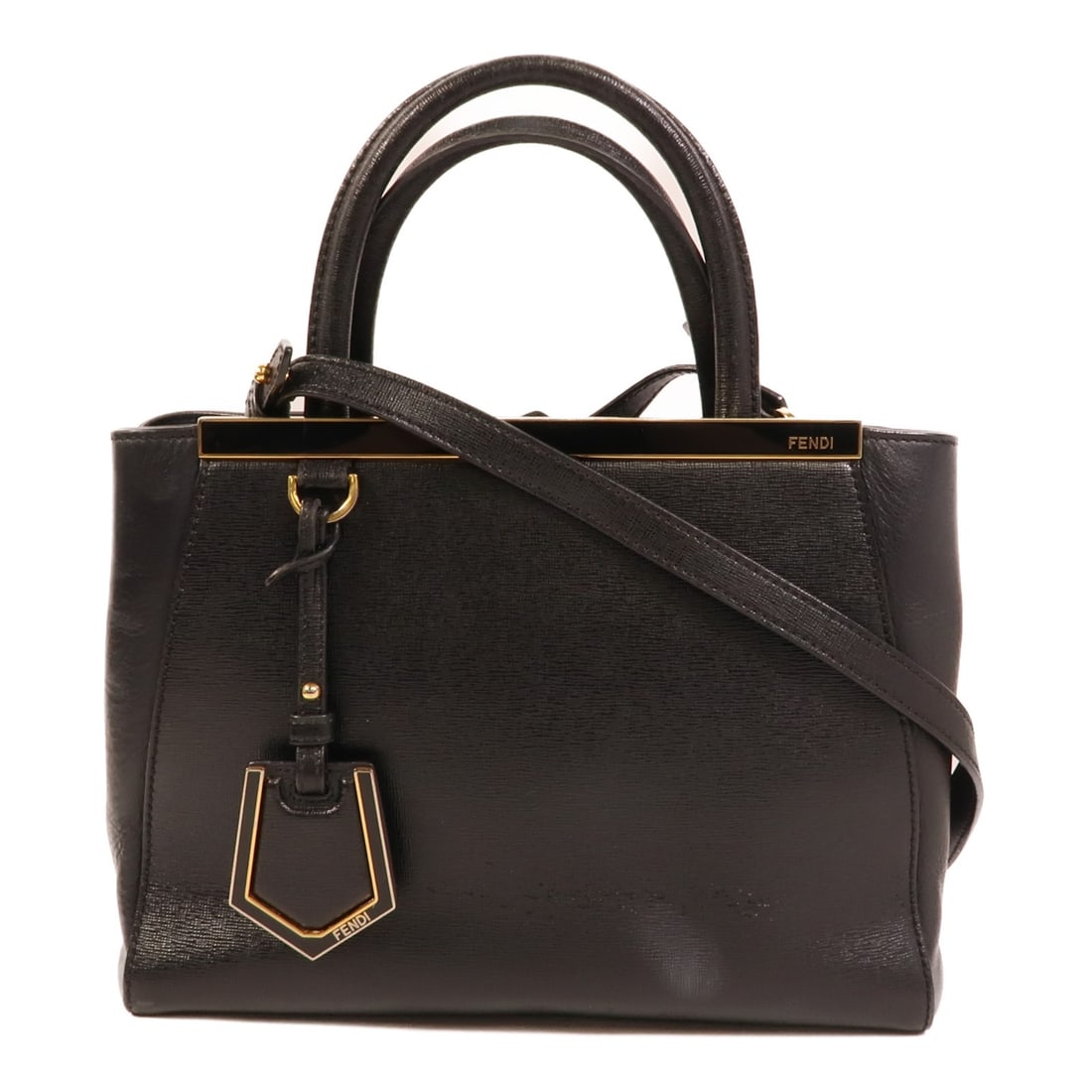 FENDI Petite 2Jours Black Calfskin 2way Shoulder Bag GHW (1 of 15)