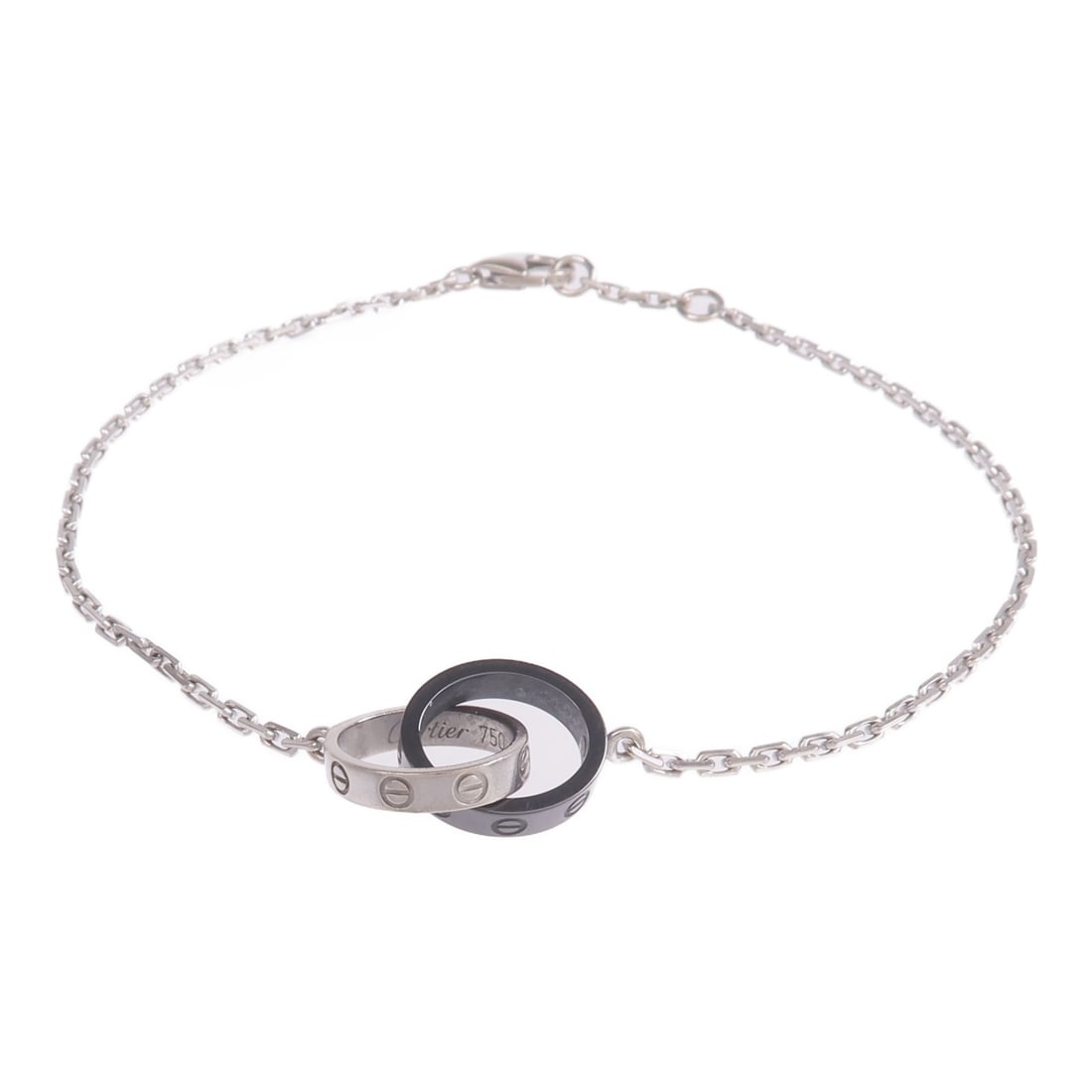 Cartier Baby Love Black Ceramic and 18K White Gold Women's Bracelet: Cartier Baby Love Black Ceramic and 18K White Gold Women's Bracelet This CARTIER Baby Love bracelet is crafted from 18K white gold and features a black ceramic finish. Designed for women, it does not 