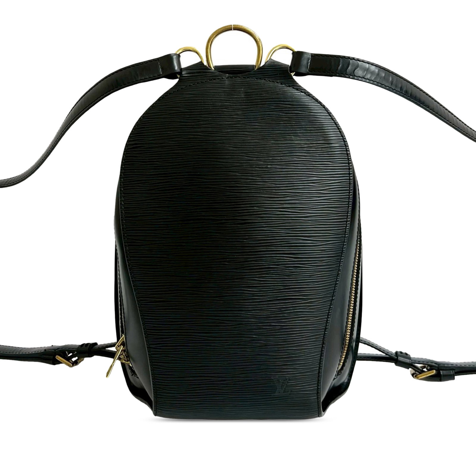 Louis Vuitton Mabillon Epi Leather Black Backpack with Metal Handle: Louis Vuitton Mabillon Epi Leather Black Backpack with Metal Handle This Louis Vuitton Mabillon backpack showcases the iconic Epi leather in black. It features flat back straps, a metal top handle, a 