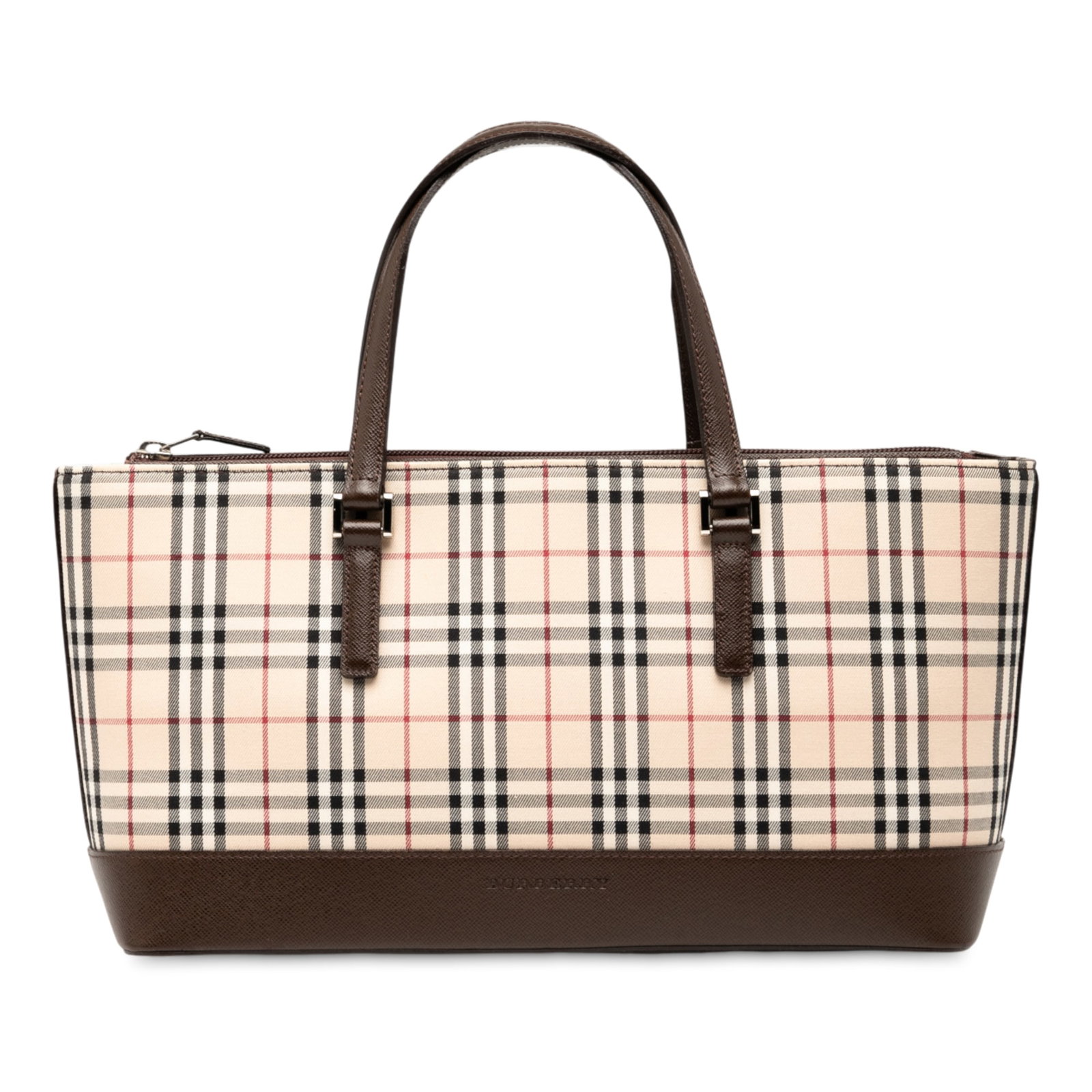 Burberry House Check Canvas Tote Bag with Leather Trim: Burberry House Check Canvas Tote Bag with Leather Trim Introducing the Burberry House Check Canvas Tote, a stylish and practical accessory that showcases a signature house check canvas body complement