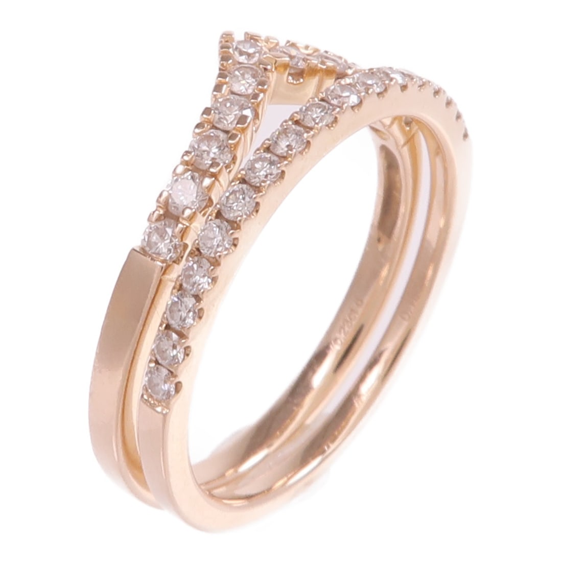 18K Rose Gold Diamond Rings Set for Women Size 6.5 and 7: 18K Rose Gold Diamond Rings Set for Women Size 6.5 and 7 This women's diamond ring set features 18K rose gold construction with clear diamonds as the main stones. The set includes rings in US sizes 6.