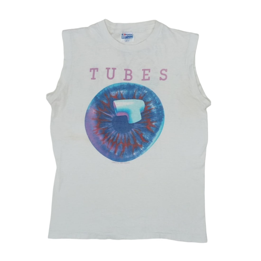 Vintage 1983 Supertramp Tour White Sleeveless Poly Cotton Shirt: Vintage 1983 Supertramp Tour White Sleeveless Poly Cotton Shirt This is an original vintage sleeveless shirt from the 1983 Supertramp World Tour. Featuring both front and back graphics, this authentic