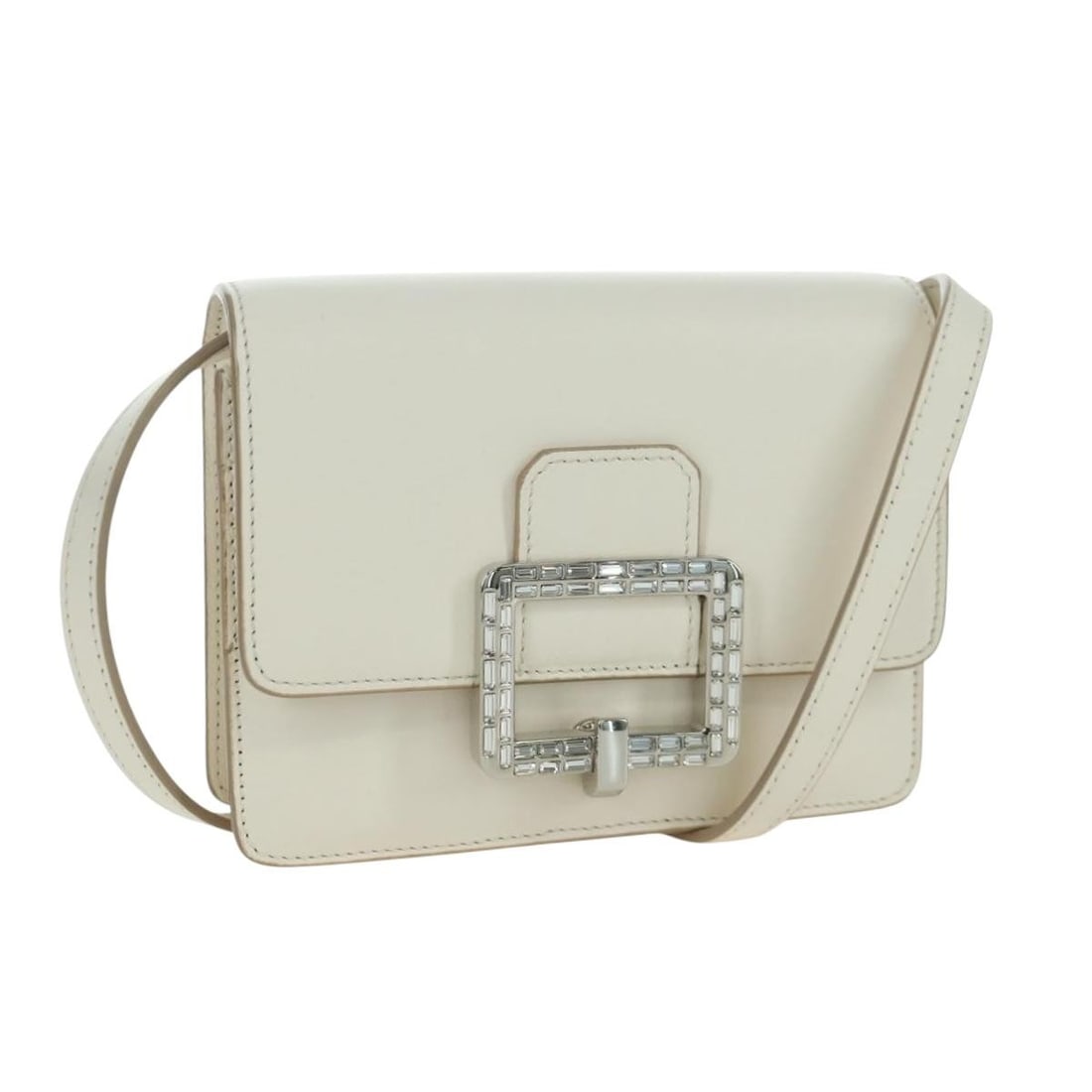 Bally White Leather Shoulder Bag with Silver Accents and Dust Bag: Bally White Leather Shoulder Bag with Silver Accents and Dust Bag This Bally shoulder bag is crafted from leather in white and silver tones, designed for women. The compact design features a shoulder 
