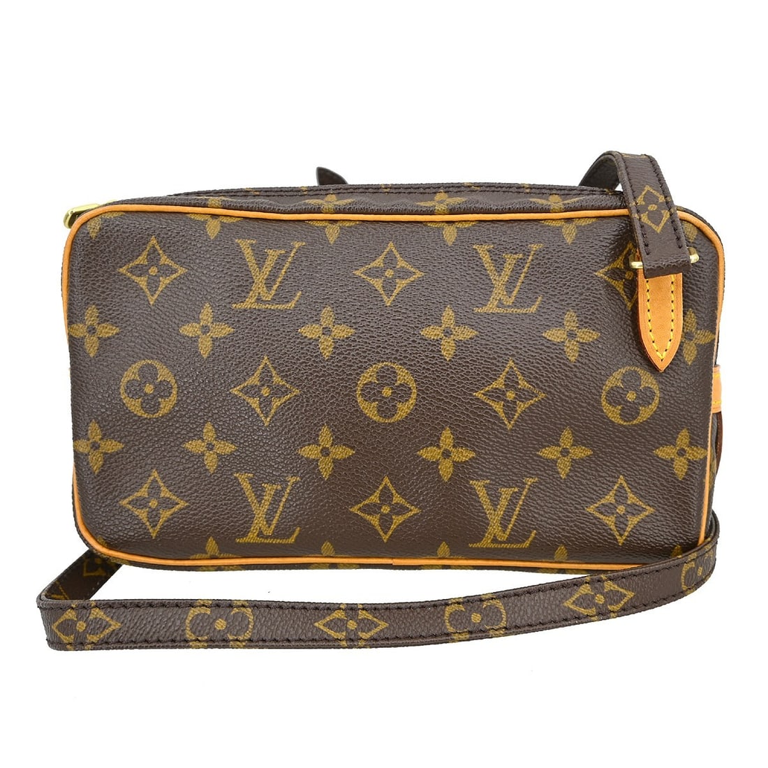 Louis Vuitton Monogram Marly Bandouliere Vintage Mini Crossbody Bag M51828: Louis Vuitton Monogram Marly Bandouliere Vintage Mini Crossbody Bag M51828 This Louis Vuitton Marly Bandouliere crossbody bag features the iconic Monogram pattern on brown leather with a matching brow