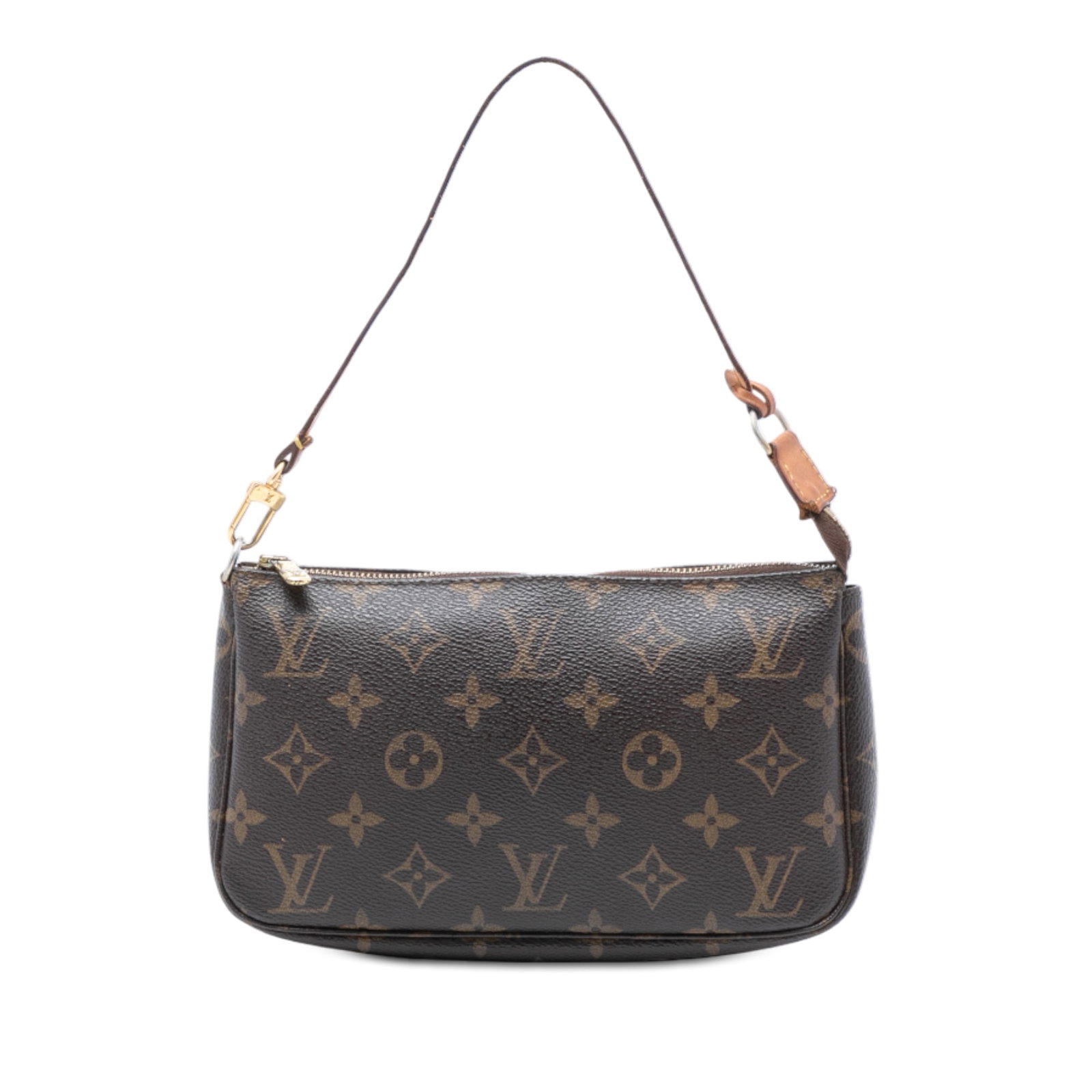 Louis Vuitton Pochette Accessoires Monogram Canvas Shoulder Bag: Louis Vuitton Pochette Accessoires Monogram Canvas Shoulder Bag This Louis Vuitton Monogram Pochette Accessoires features the iconic monogram canvas exterior, a flat vachetta leather strap, and a top 