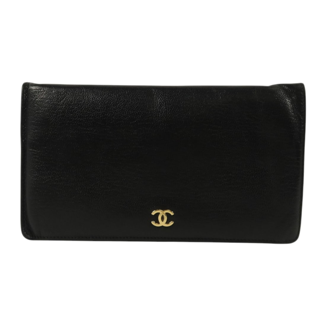 CHANEL Black Calfskin Bifold Wallet: CHANEL Black Calfskin Bifold Wallet This Chanel CC bifold wallet is crafted from black calfskin leather and designed for women. It features a classic bifold style, offering both elegance and practical