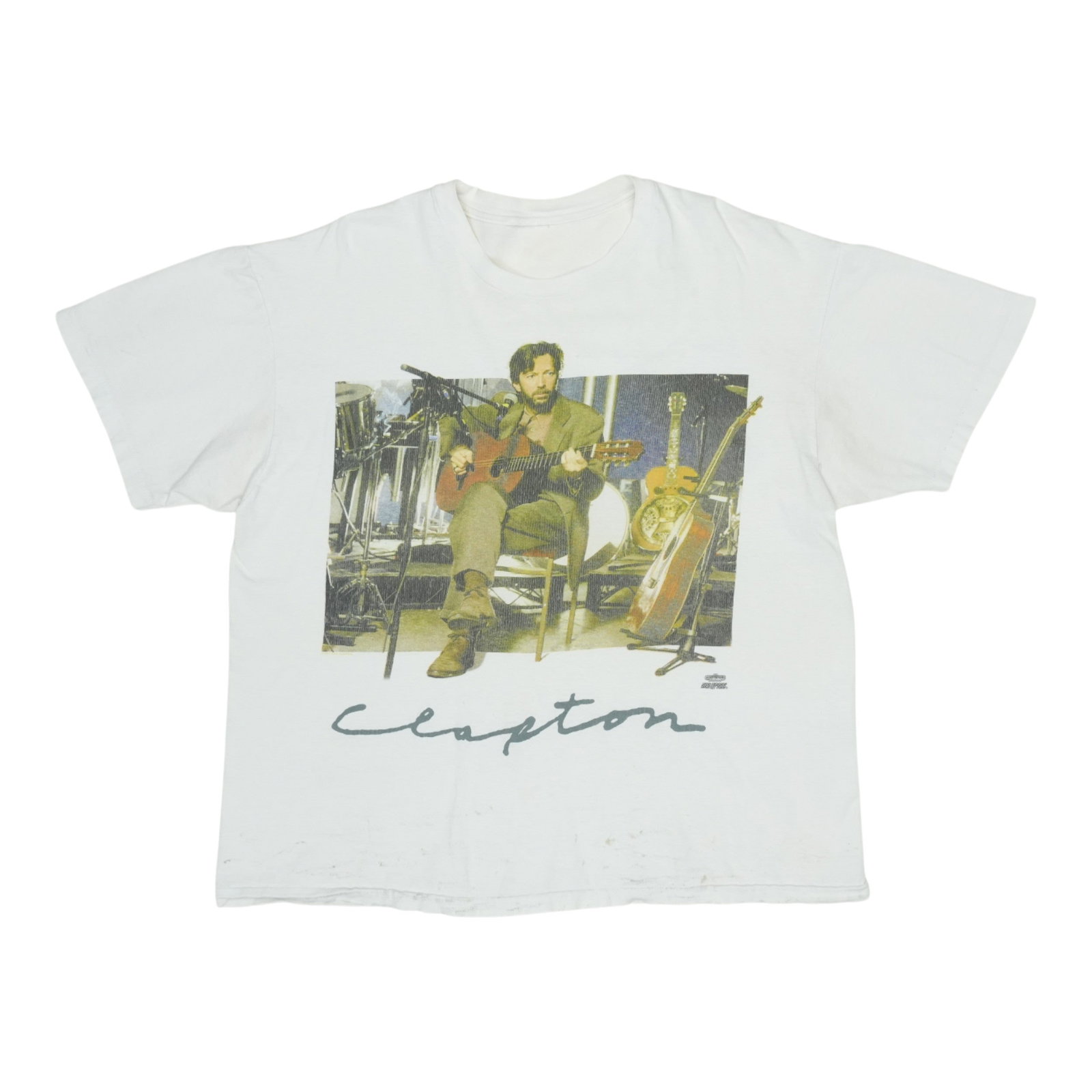 Vintage 1990s White Eric Clapton 100 Percent Cotton T Shirt (1 of 8)