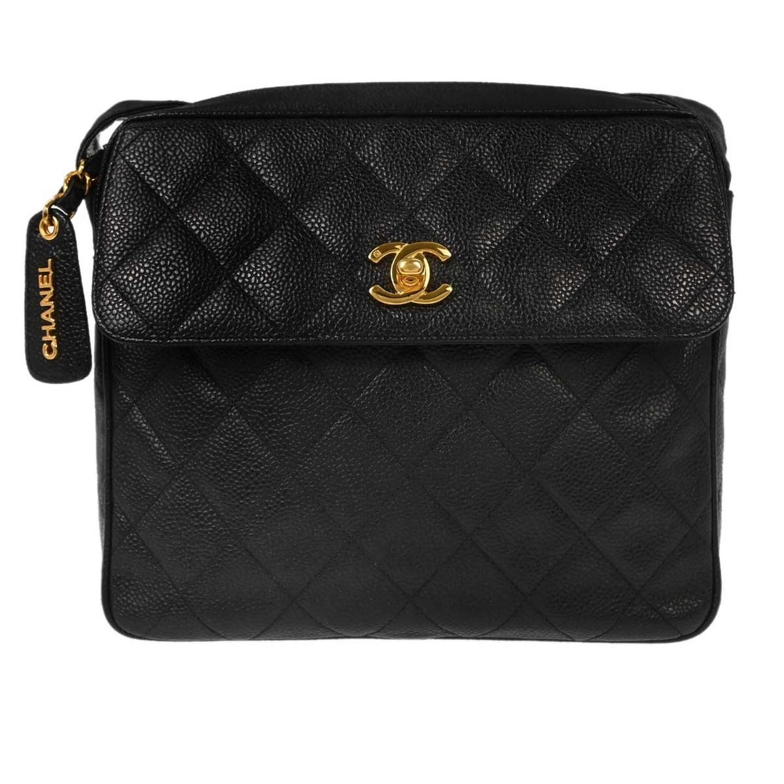 CHANEL Black Caviar Skin Crossbody Camera Bag Small: CHANEL Black Caviar Skin Crossbody Camera Bag Small This Chanel small camera bag is crafted from black caviar calfskin and features a compact silhouette with a crossbody strap for convenient carrying.