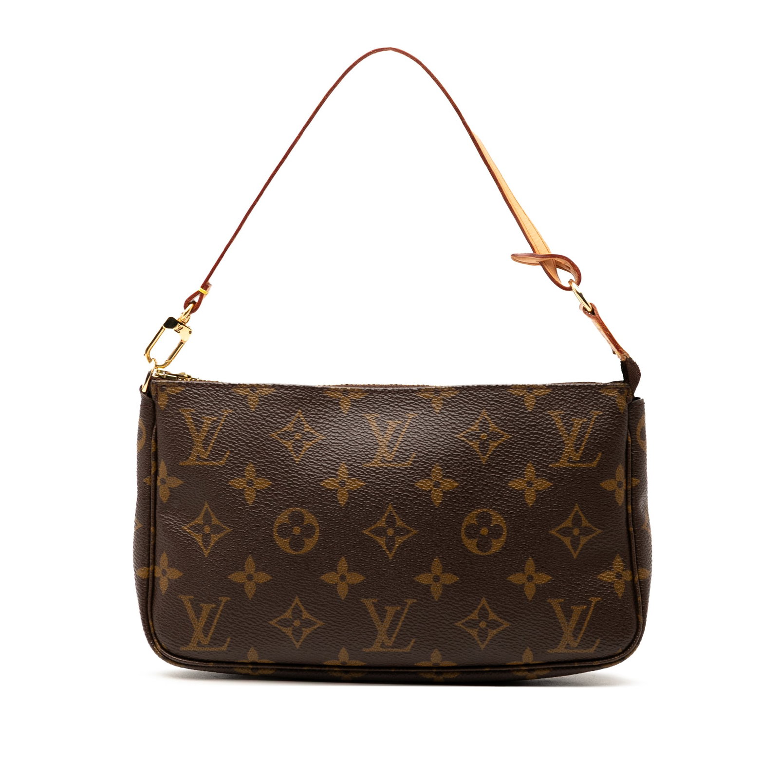Louis Vuitton Monogram Pochette Accessoires Brown Fabric Bag: Louis Vuitton Monogram Pochette Accessoires Brown Fabric Bag The Louis Vuitton Monogram Pochette Accessoires is a stylish and functional bag crafted from monogram canvas. It features a flat vachetta l