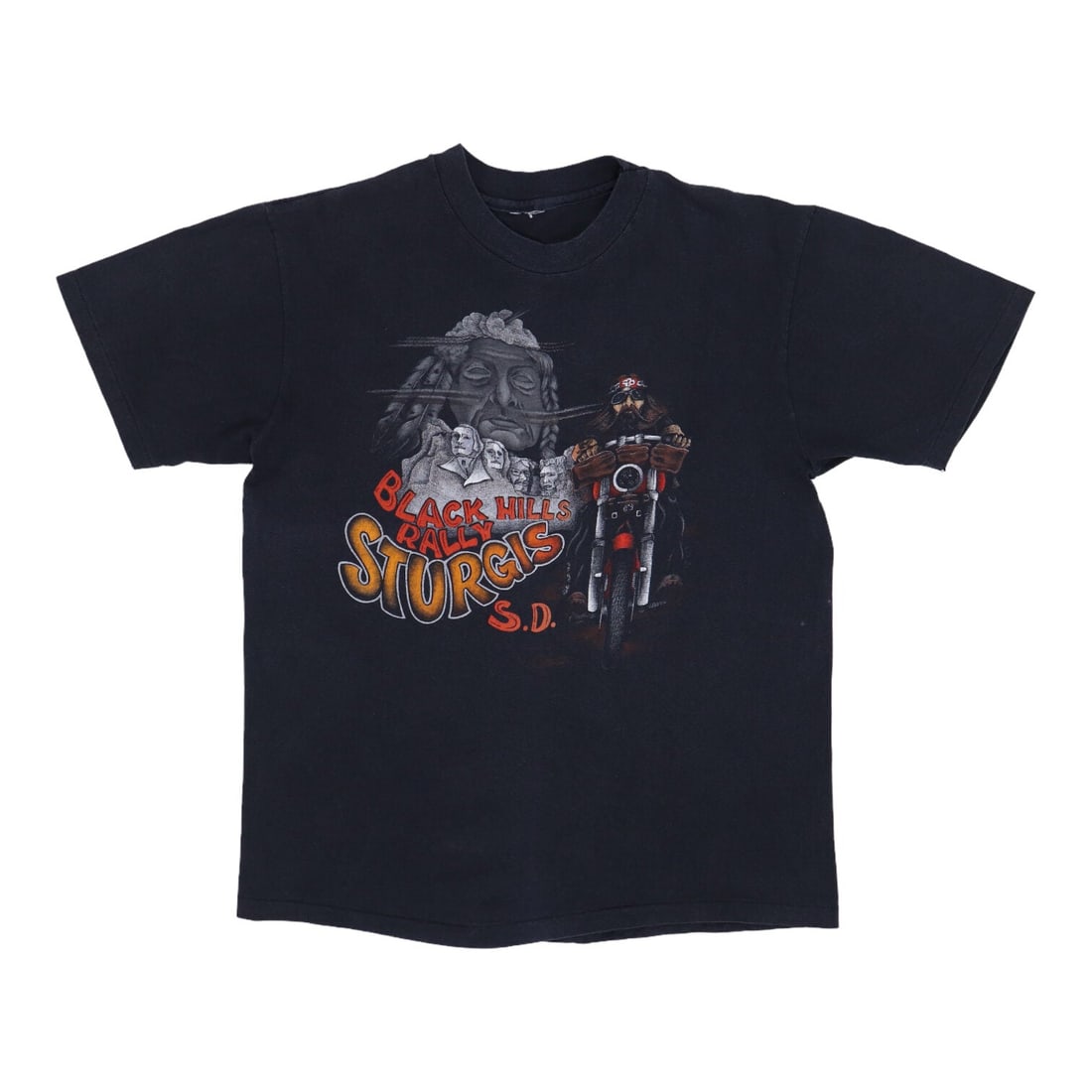 Vintage 1980s Black Cotton Shirt with Sturgis Rally Front and Back Graphics: Vintage 1980s Black Cotton Shirt with Sturgis Rally Front and Back Graphics This is an original vintage 1980s Black Hills Rally Sturgis South Dakota shirt featuring graphics on both the front and back