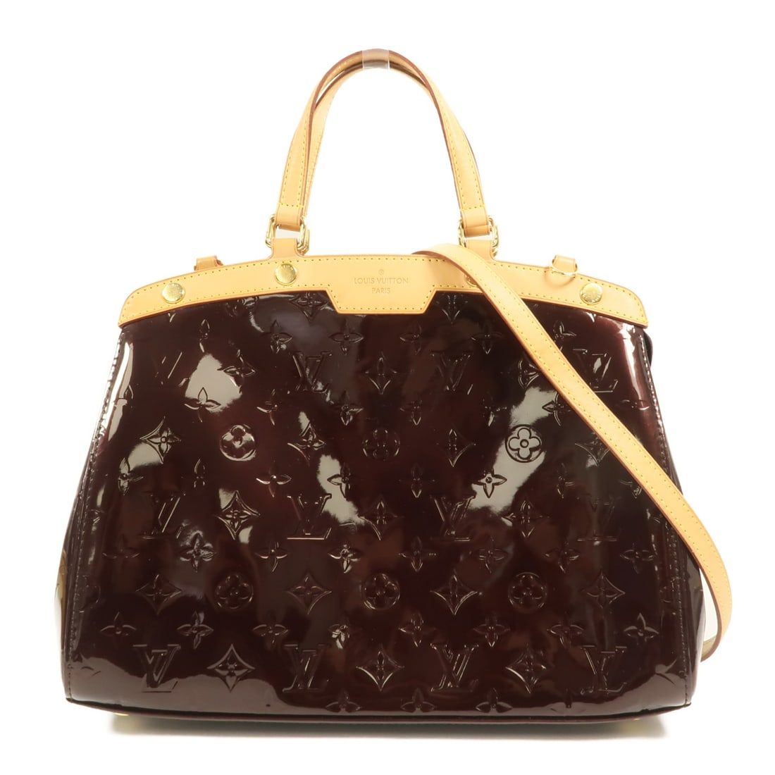 Louis Vuitton Brea MM Monogram Vernis Red Patent Leather Shoulder Bag: Louis Vuitton Brea MM Monogram Vernis Red Patent Leather Shoulder Bag This Louis Vuitton Brea MM is a versatile 2-way shoulder bag crafted from red Monogram Vernis patent leather. Featuring gold hardw
