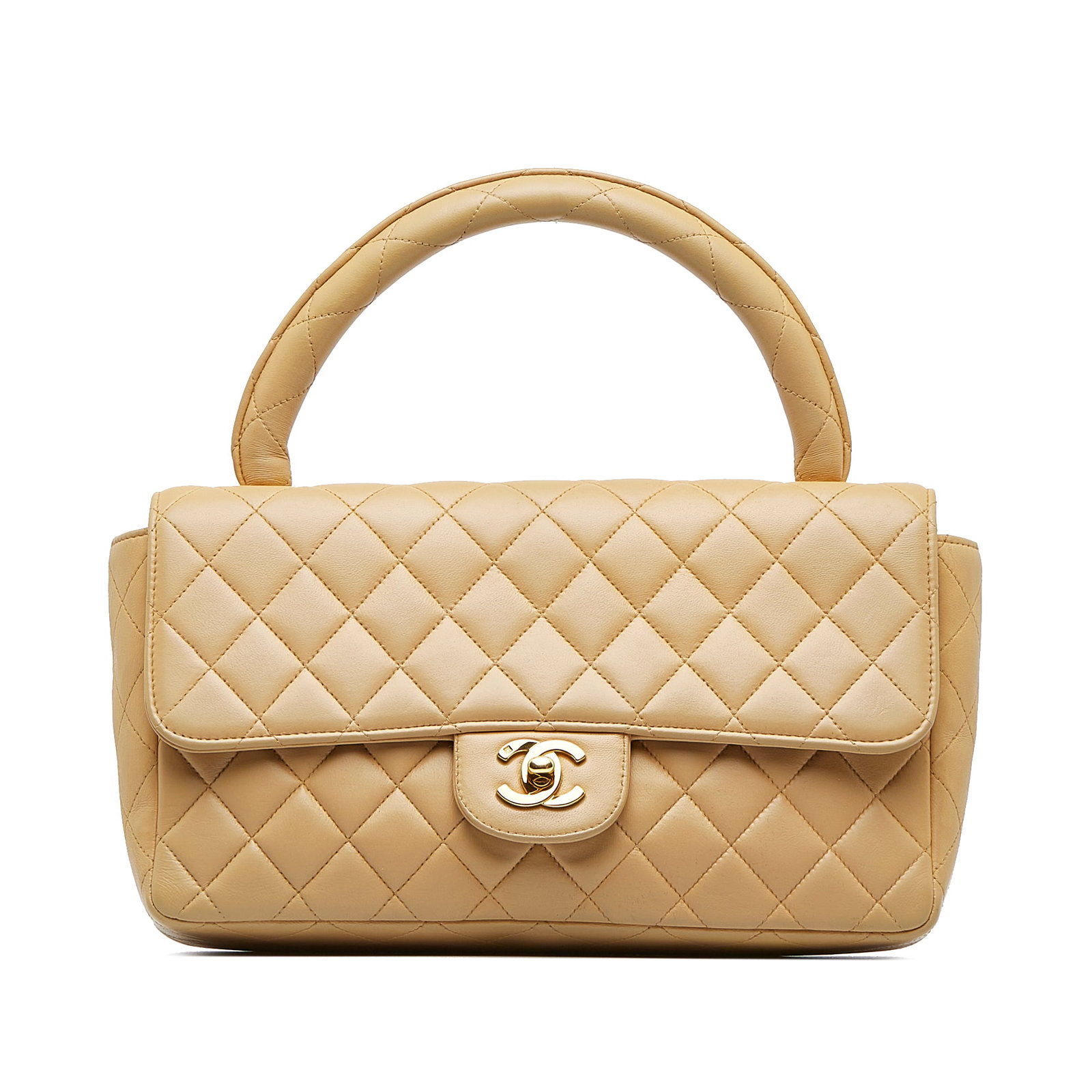 Chanel Medium Kelly Parent Top Handle Bag Brown Lambskin Leather: Chanel Medium Kelly Parent Top Handle Bag Brown Lambskin Leather This Chanel Medium Kelly Parent Top Handle Bag is crafted from luxurious lambskin leather, showcasing a classic design with a rolled le