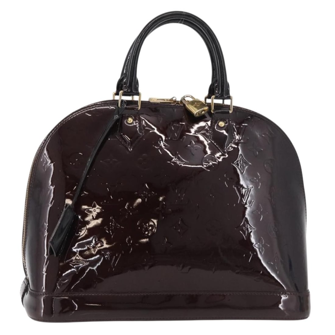 Louis Vuitton Alma MM Monogram Vernis Amarante Patent Leather Handbag: Louis Vuitton Alma MM Monogram Vernis Amarante Patent Leather Handbag This Louis Vuitton Monogram Vernis Alma MM handbag features a sleek Amarante patent leather exterior and is crafted in France. The