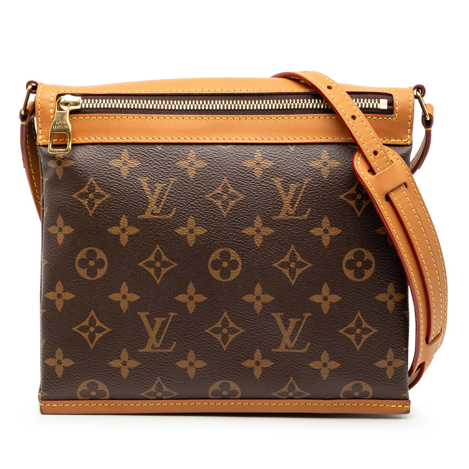 Louis Vuitton Saumur PM Brown Monogram Canvas Messenger Bag: Louis Vuitton Saumur PM Brown Monogram Canvas Messenger Bag The Louis Vuitton Monogram Saumur Messenger PM features a monogram canvas body with vachetta leather trim and a flat vachetta leather strap.