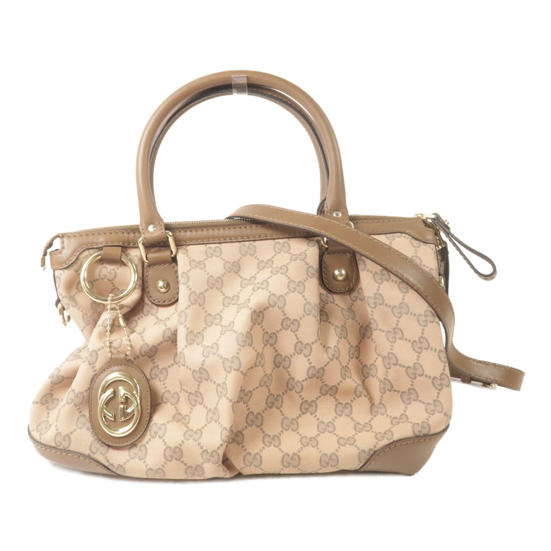 Gucci GG Pink Canvas 2way Shoulder Bag GHW: Gucci GG Pink Canvas 2way Shoulder Bag GHW This GUCCI 2-way shoulder bag features the brand's signature GG canvas in a stylish pink hue. Designed for versatility, it can be worn as a shoulder bag or c