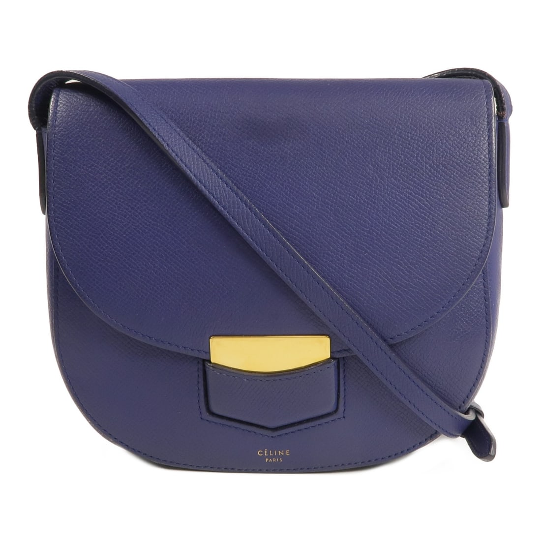 CELINE Trotter Small Shoulder Bag Calfskin Leather Blue GHW: CELINE Trotter Small Shoulder Bag Calfskin Leather Blue GHW Introducing the CELINE Trotter Small Shoulder Bag, a stylish accessory crafted from premium calfskin leather in a stunning blue hue. This sh