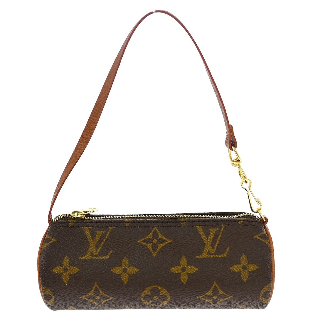 Louis Vuitton Papillon Monogram Canvas Micro Handbag with Attached Pouch: Louis Vuitton Papillon Monogram Canvas Micro Handbag with Attached Pouch This Louis Vuitton Monogram Papillon micro pouch bag features classic monogram canvas with brown leather top handles and a secu