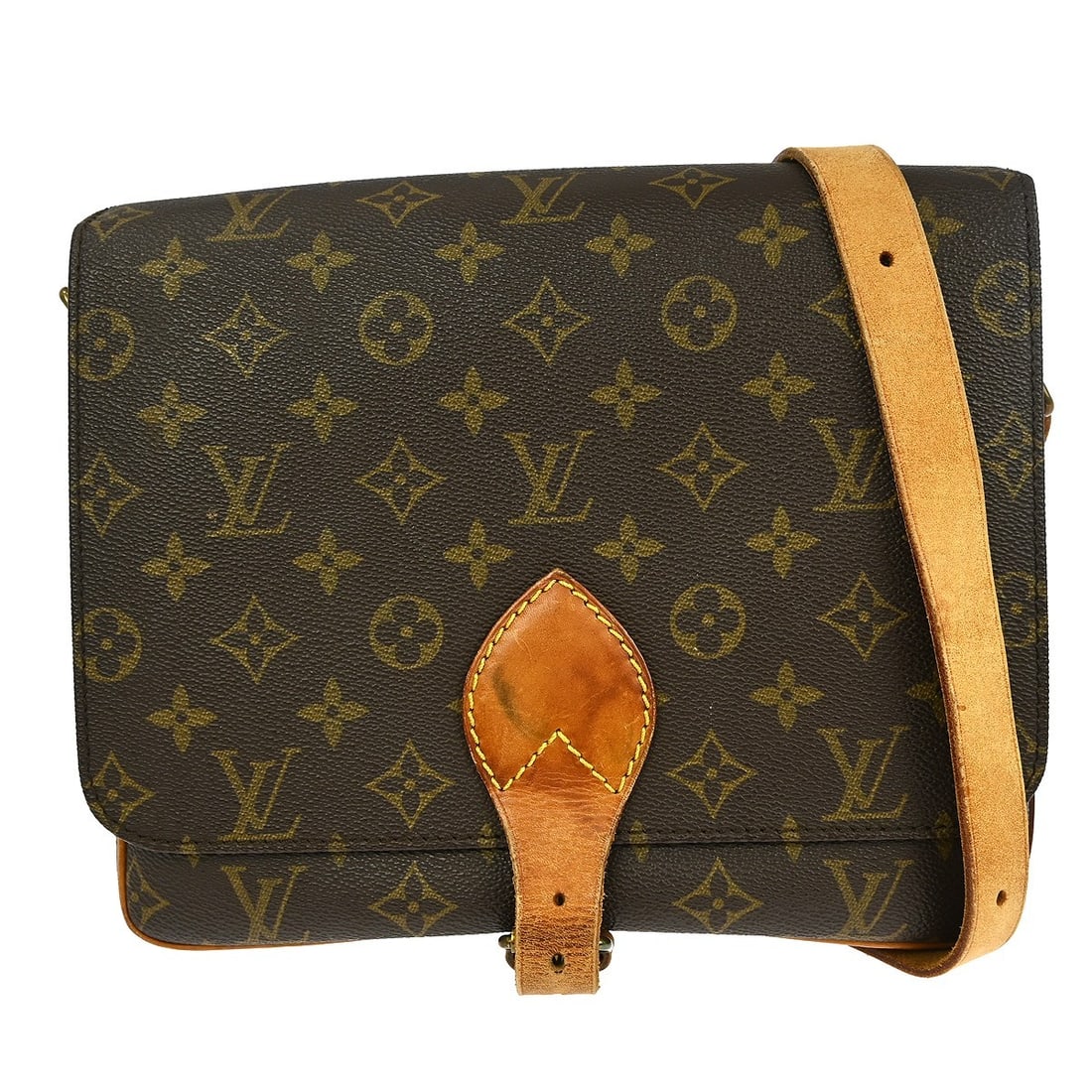Louis Vuitton Cartouchiere GM Monogram Canvas Shoulder Bag with Adjustable Strap: Louis Vuitton Cartouchiere GM Monogram Canvas Shoulder Bag with Adjustable Strap This Louis Vuitton Cartouchiere GM shoulder bag features the iconic monogram canvas with leather trim and a classic fla