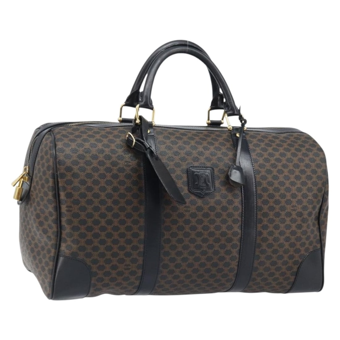 Celine Macadam Black PVC Canvas Handbag with Gold Accents and Accessories (1 of 18)