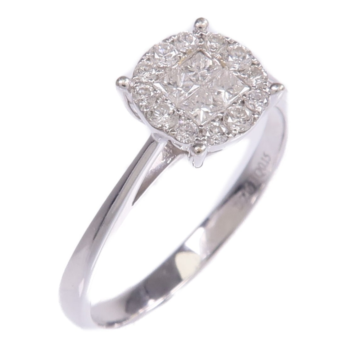 18K White Gold Ring with Diamond Stone Size 7.25: 18K White Gold Ring with Diamond Stone Size 7.25 This elegant ring features a sparkling diamond set in 18K white gold. Sized at US 7.25, it offers a sophisticated design suitable for regular wear. The