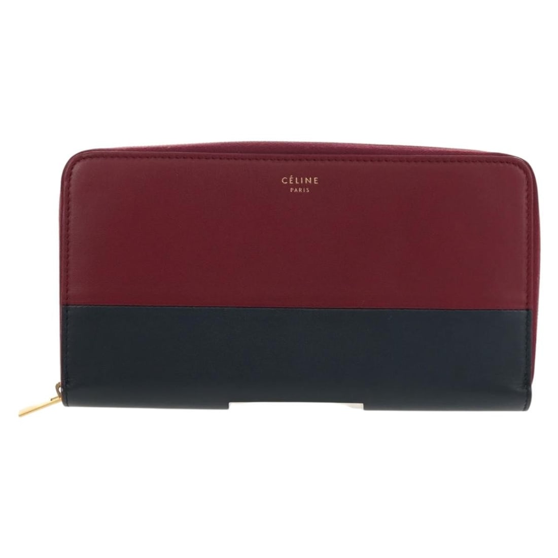 Celine Leather Burgundy Multifunction Flap Wallet for Women: Celine Leather Burgundy Multifunction Flap Wallet for Women This burgundy multifunction flap wallet for women is crafted from leather and features a sleek design suitable for everyday use. It is made 