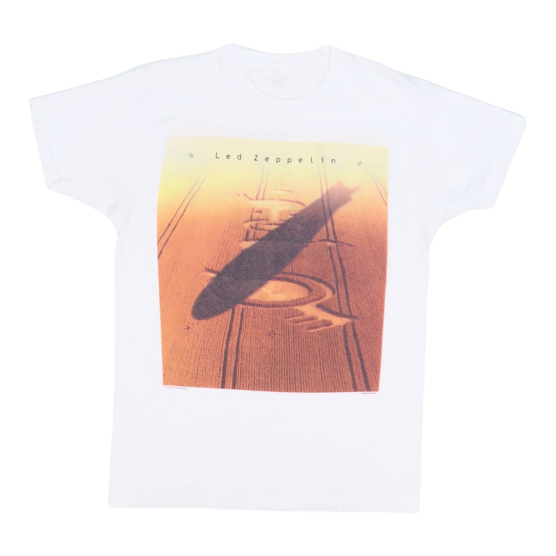 Vintage 1990 Led Zeppelin Crop Circles White Cotton T-Shirt (1 of 6)