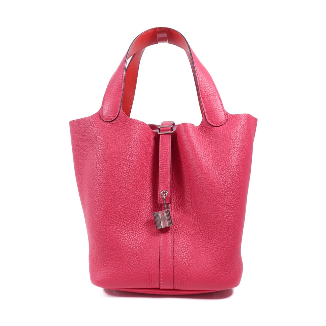 HERMES Picotin MM Handbag Clemence Leather Pink PHW: HERMES Picotin MM Handbag Clemence Leather Pink PHW This elegant HERMES Picotin MM Handbag is crafted from soft Clemence leather in a lovely rose pink hue. It features a spacious interior and a struct