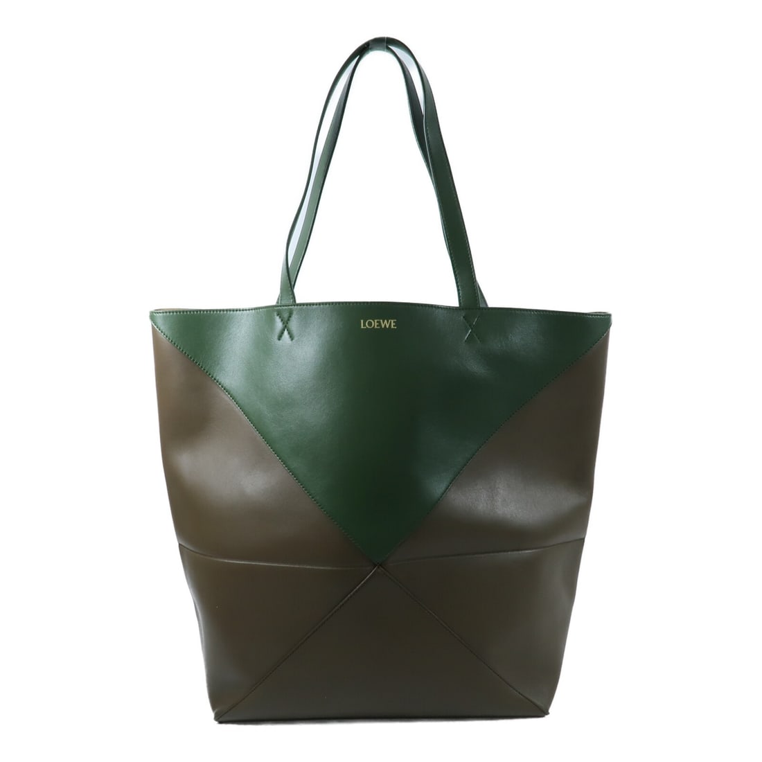Loewe Brown Calfskin Puzzle Fold Unisex Tote Handbag: Loewe Brown Calfskin Puzzle Fold Unisex Tote Handbag This LOEWE Puzzle Fold tote bag is crafted from brown calfskin leather and features a spacious design suitable for unisex use. Made in Spain, the b