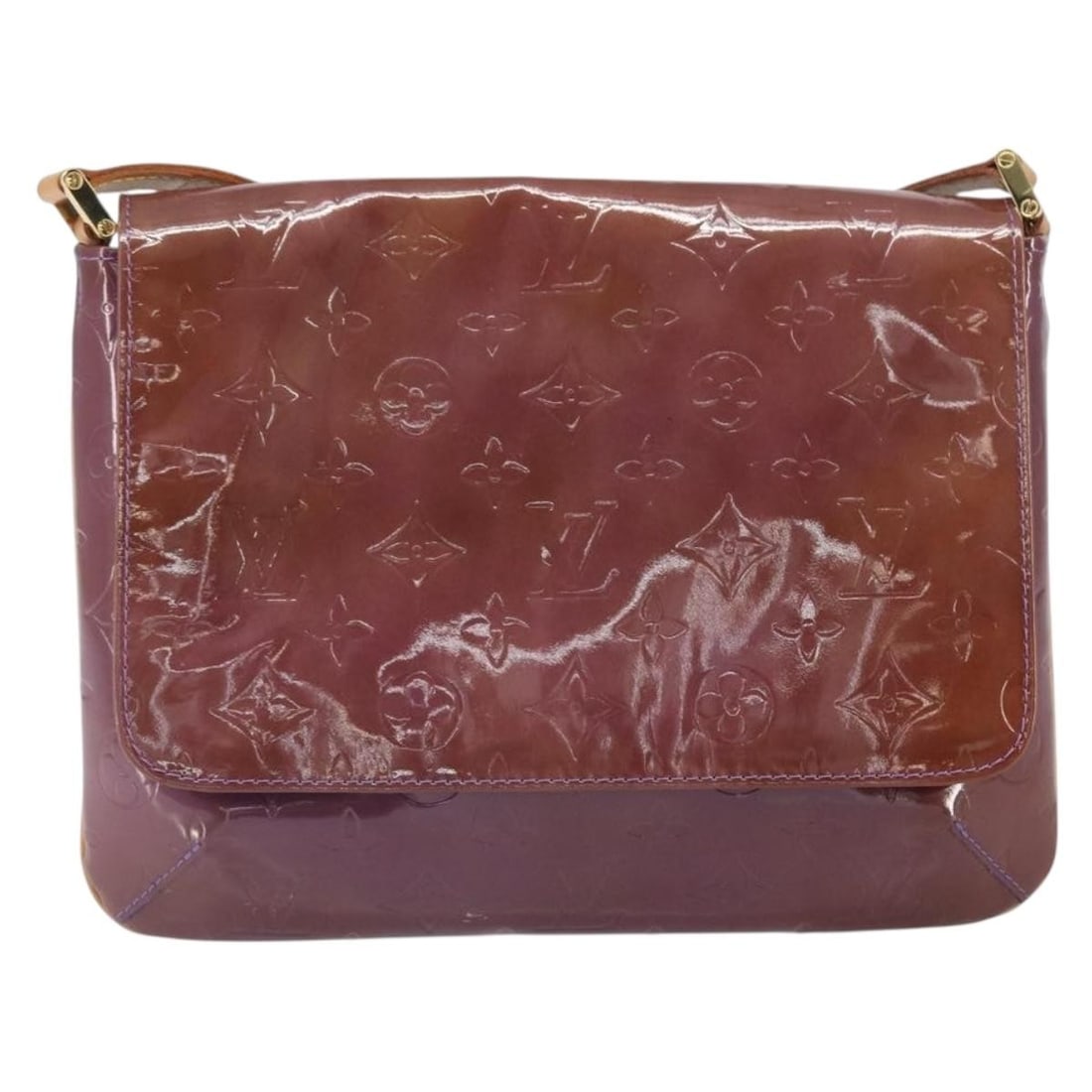 Thompson Street Purple Patent Leather Shoulder Bag by Louis Vuitton: Thompson Street Purple Patent Leather Shoulder Bag by Louis Vuitton The Louis Vuitton Thompson Street Handbag in Monogram Vernis features a purple patent leather exterior with gold-tone metal fittings