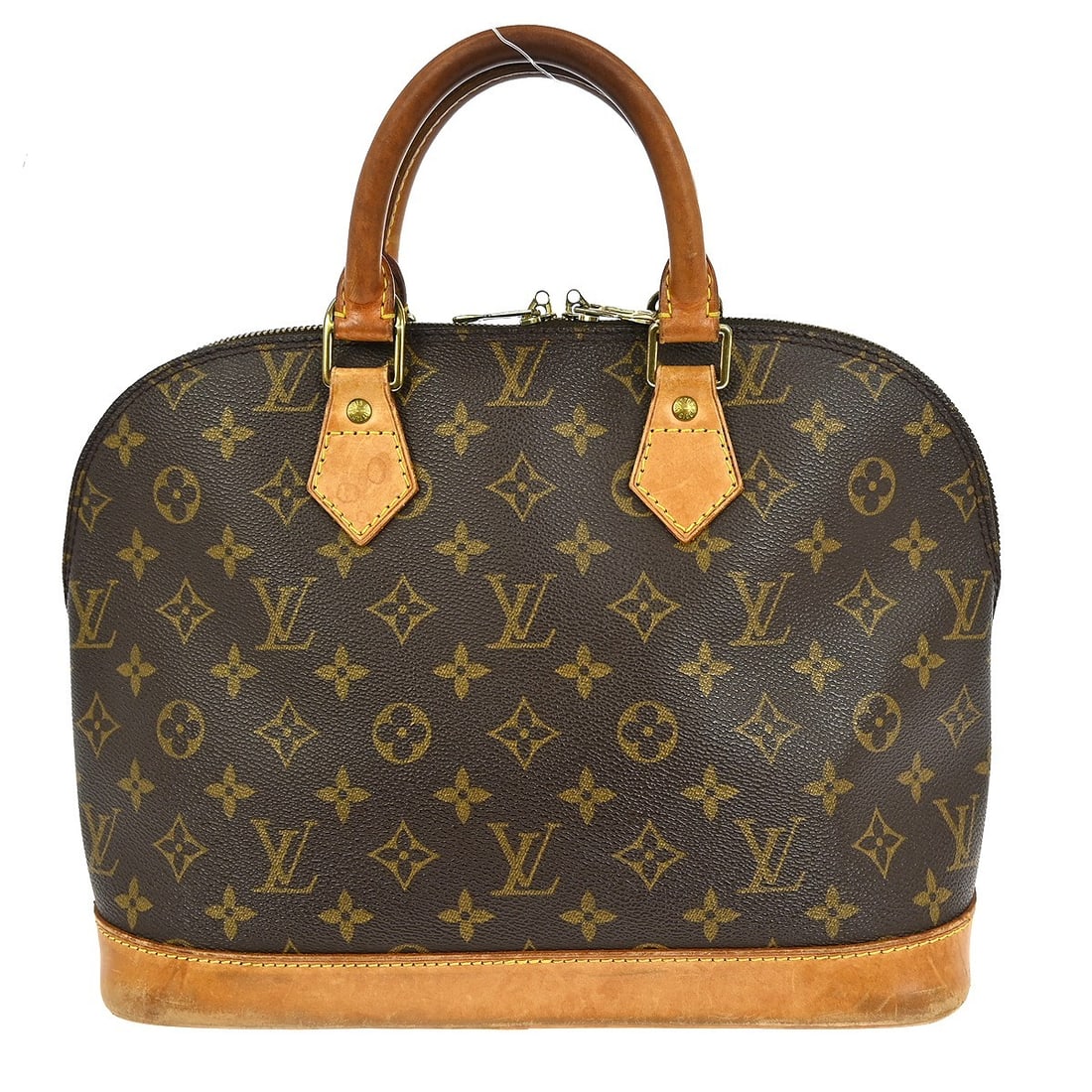 Louis Vuitton Alma Top Handle Monogram Canvas Medium Brown Handbag: Louis Vuitton Alma Top Handle Monogram Canvas Medium Brown Handbag This Louis Vuitton Alma handbag features the iconic Monogram canvas exterior with beige double handles and a zip closure. Designed fo