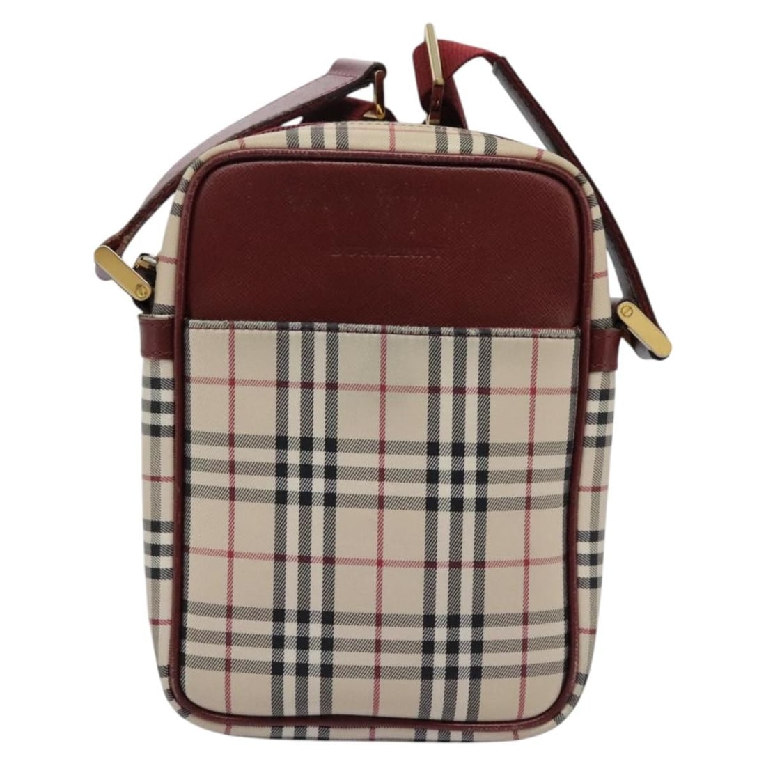 Burberry Nova Check Canvas Shoulder Bag with Leather Trim Beige: Burberry Nova Check Canvas Shoulder Bag with Leather Trim Beige This Burberry Nova check shoulder bag features a classic beige canvas with leather accents. Designed for unisex use, it offers a spaciou