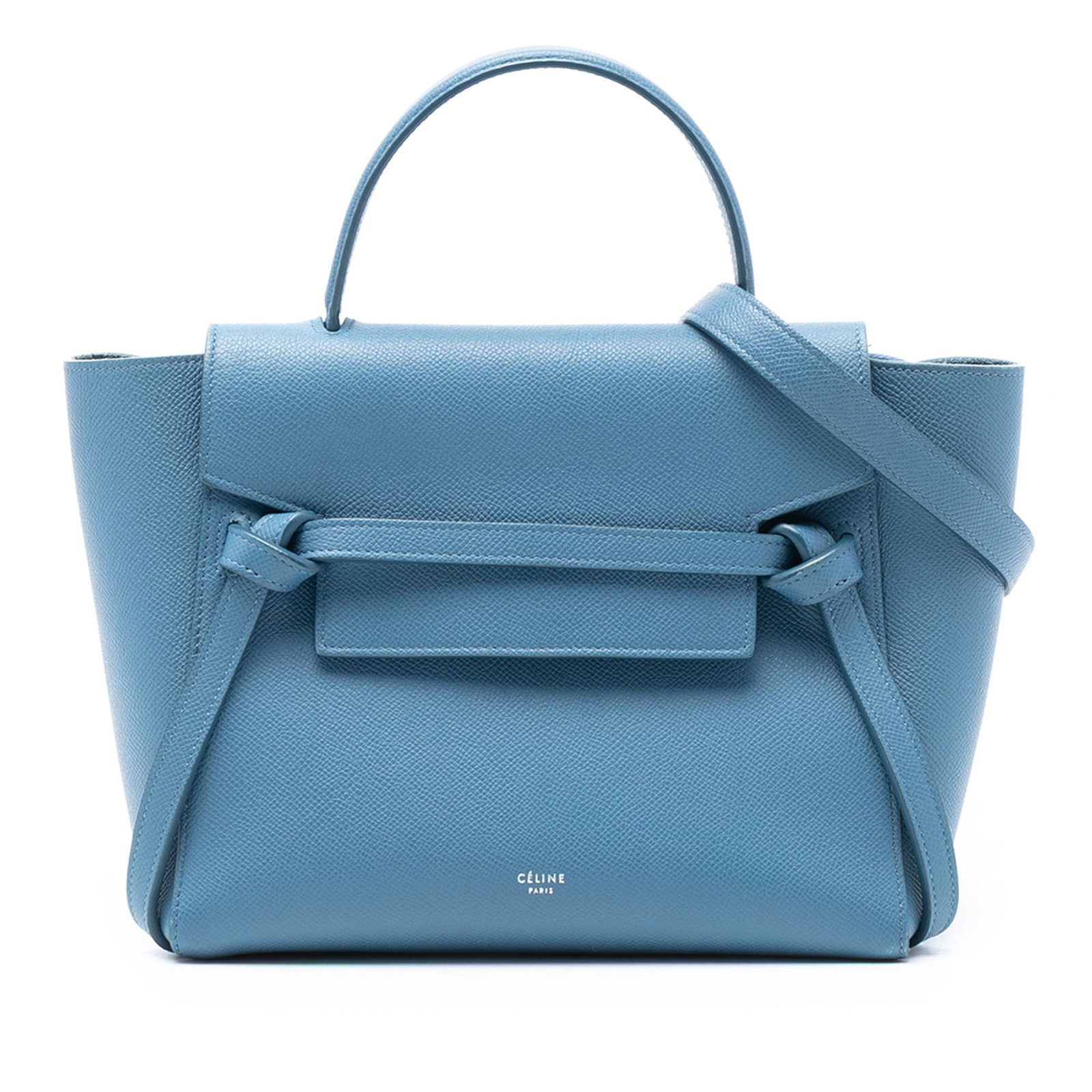 Celine Micro Belt Bag in Blue Grained Calf Leather with Top Handle (1 of 7)