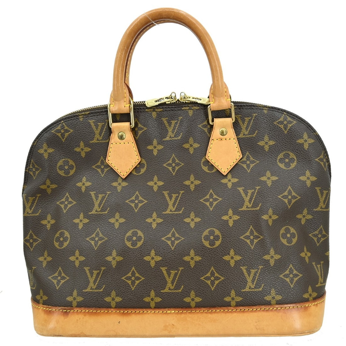 Louis Vuitton Monogram Alma Canvas Medium Brown Handbag M51130: Louis Vuitton Monogram Alma Canvas Medium Brown Handbag M51130 This Louis Vuitton Alma handbag features the iconic Monogram canvas and a classic double-handle design. It is a medium-sized vintage piec