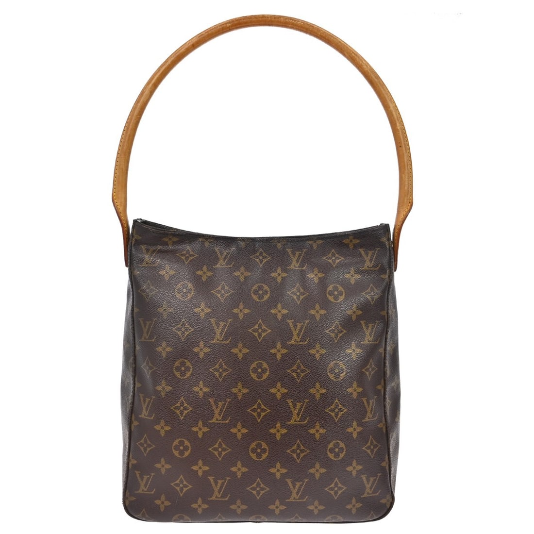 Louis Vuitton Looping GM Monogram Leather Shoulder Bag Brown M51145: Louis Vuitton Looping GM Monogram Leather Shoulder Bag Brown M51145 This Louis Vuitton Looping GM shoulder bag features the iconic monogram pattern on brown leather with beige leather handles and stra