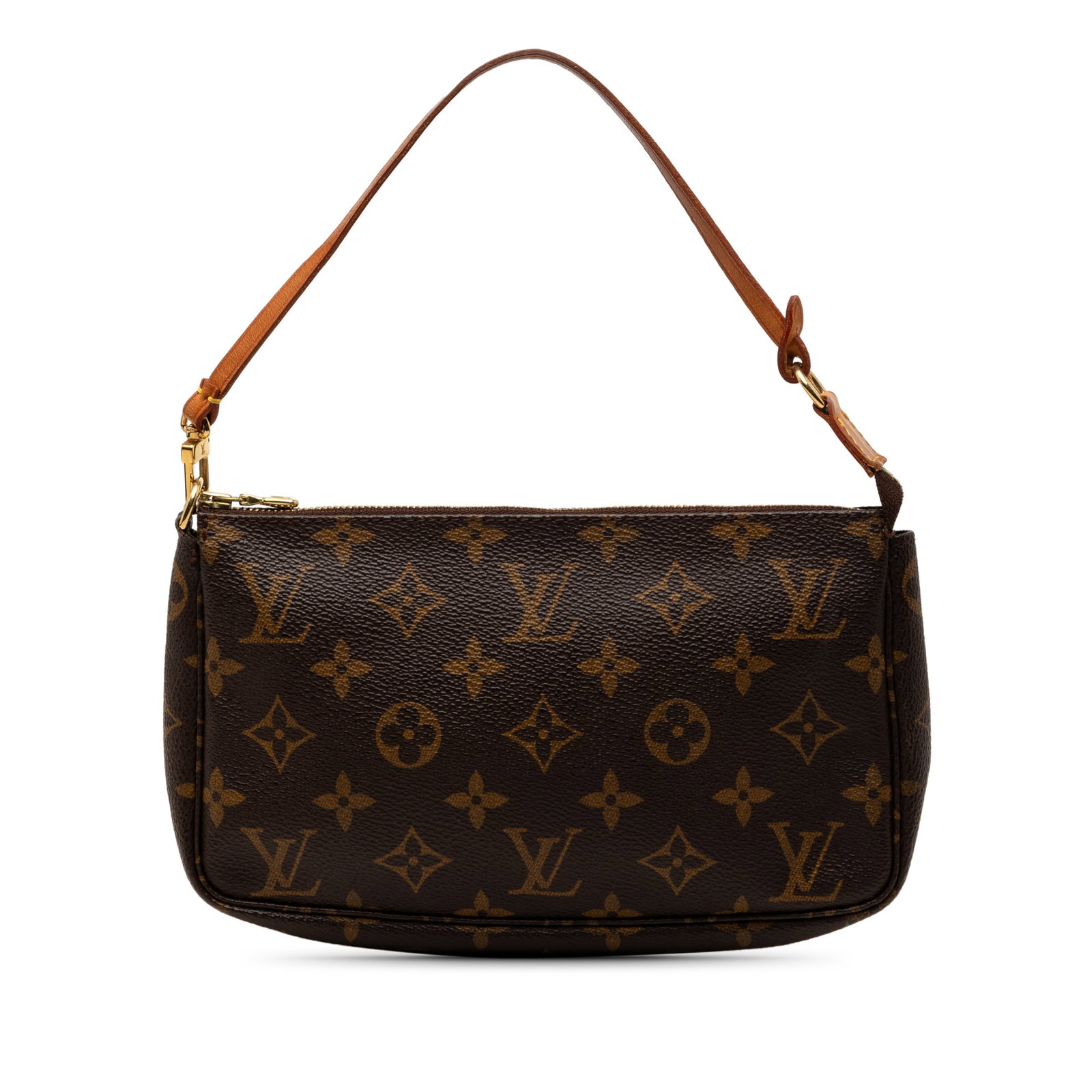 Louis Vuitton Pochette Accessoires Monogram Canvas Brown Handbag France: Louis Vuitton Pochette Accessoires Monogram Canvas Brown Handbag France This Louis Vuitton Monogram Pochette Accessoires features a classic monogram canvas body with a flat vachetta leather handle and