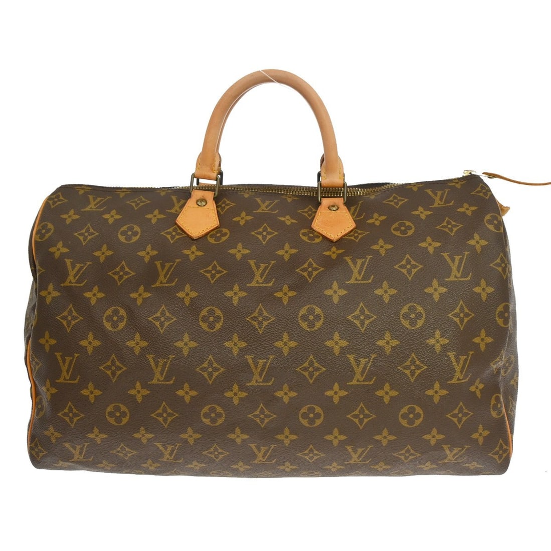 Speedy Brown Canvas Bag by Louis Vuitton with Monogram Pattern: Speedy Brown Canvas Bag by Louis Vuitton with Monogram Pattern This Louis Vuitton Speedy handbag features the iconic Monogram canvas in brown and is designed for women. Crafted in France, it is presen