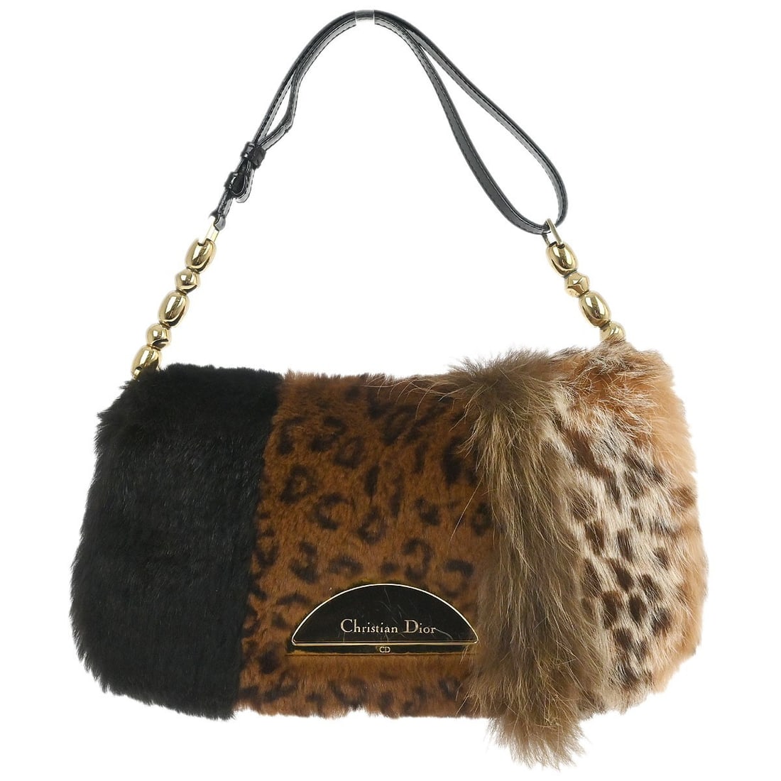 Dior Malice Medium Brown Fur Leather Shoulder Bag with Magnetic Closure: Dior Malice Medium Brown Fur Leather Shoulder Bag with Magnetic Closure This Christian Dior Malice handbag features a luxurious brown fur leather exterior and a medium-sized silhouette. Designed with 
