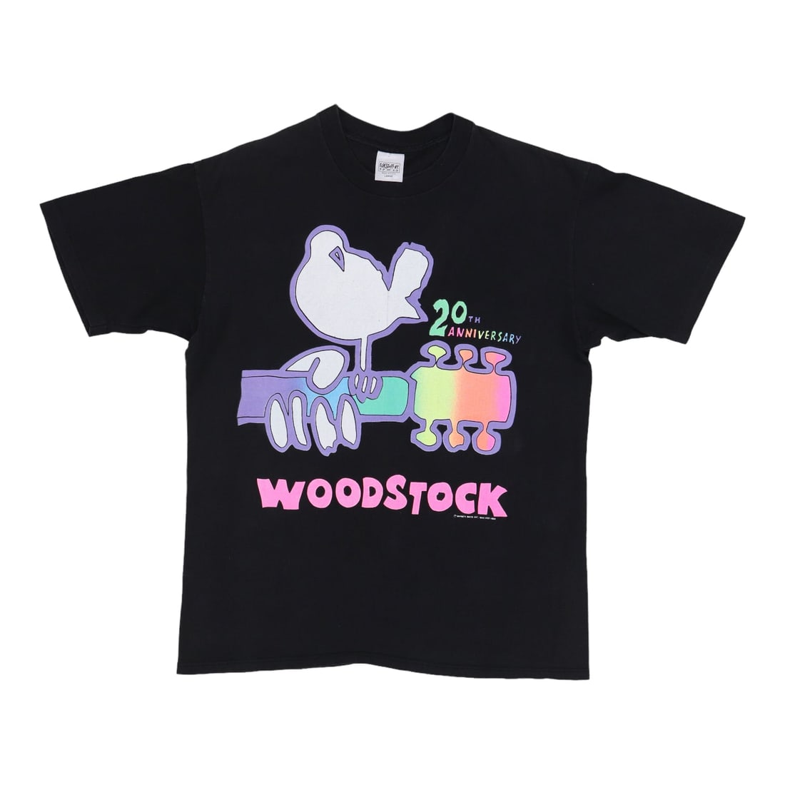 Vintage 1989 Woodstock Festival Black Cotton T-Shirt Size Large: Vintage 1989 Woodstock Festival Black Cotton T-Shirt Size Large This is an original vintage 1989 Woodstock Music Festival shirt, not a modern reproduction. The shirt is made from 100% cotton and featu