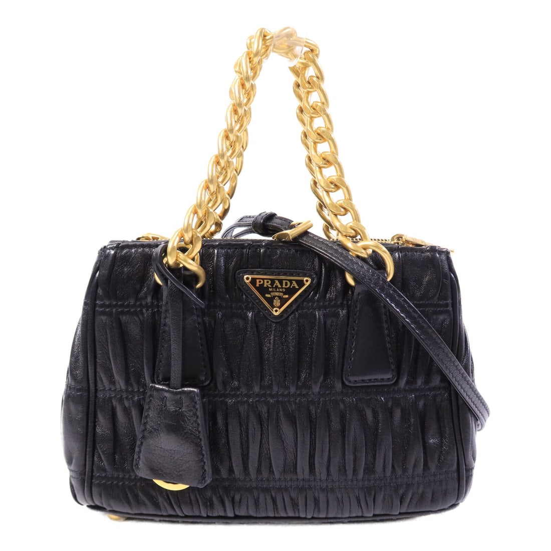 Prada 1BH907 Lambskin Black 2 Way Shoulder Bag GHW (1 of 13)