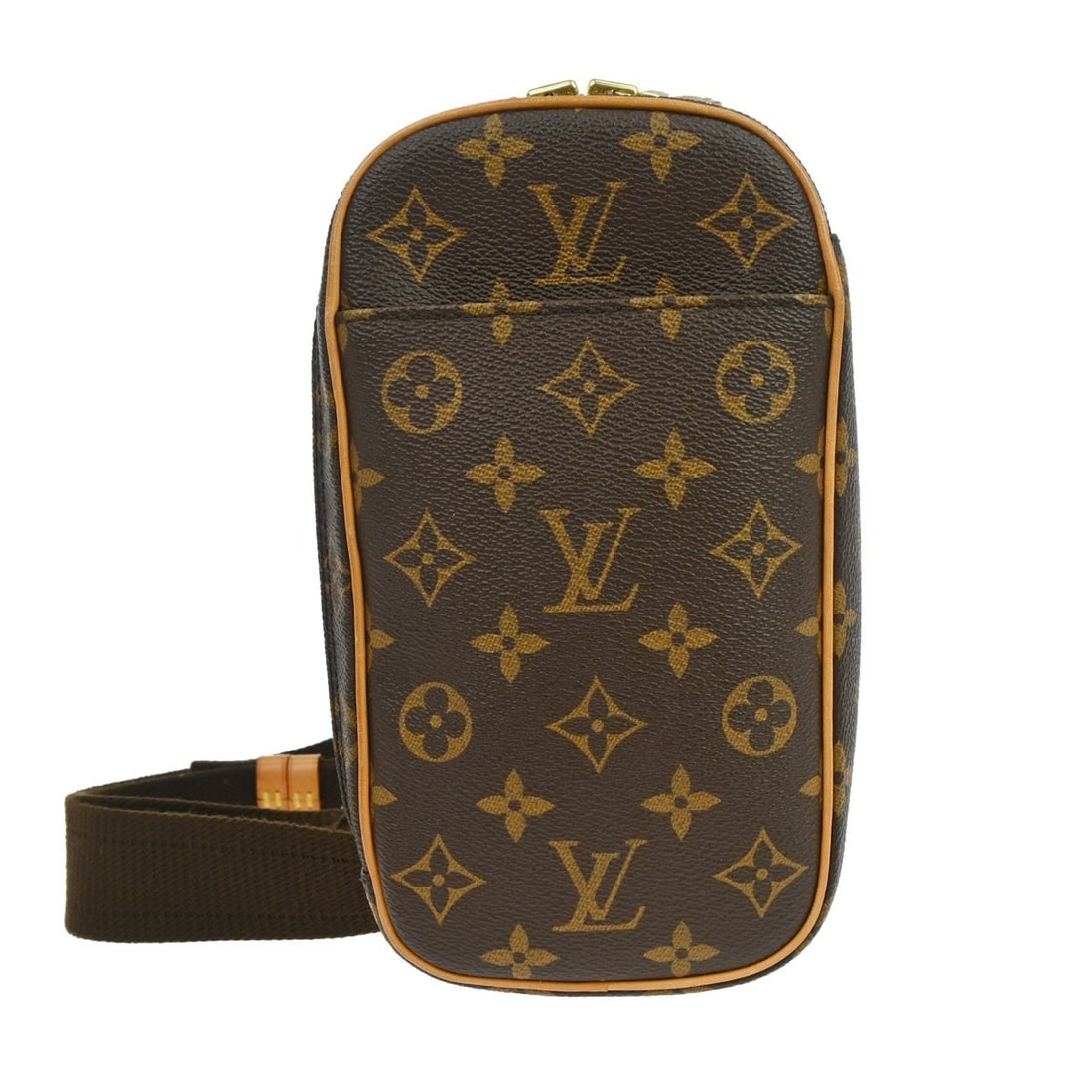 Louis Vuitton Pochette Gange Monogram Canvas Small Brown Bum Bag M51870: Louis Vuitton Pochette Gange Monogram Canvas Small Brown Bum Bag M51870 This Louis Vuitton Monogram Pochette Gange bum bag features the iconic Monogram canvas exterior in brown, complemented by gold-t