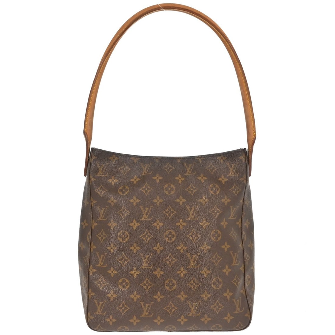 Louis Vuitton Looping GM Monogram Brown Leather Shoulder Purse: Louis Vuitton Looping GM Monogram Brown Leather Shoulder Purse This Louis Vuitton Looping GM shoulder bag features the iconic Monogram pattern and is crafted from brown leather with beige leather hand
