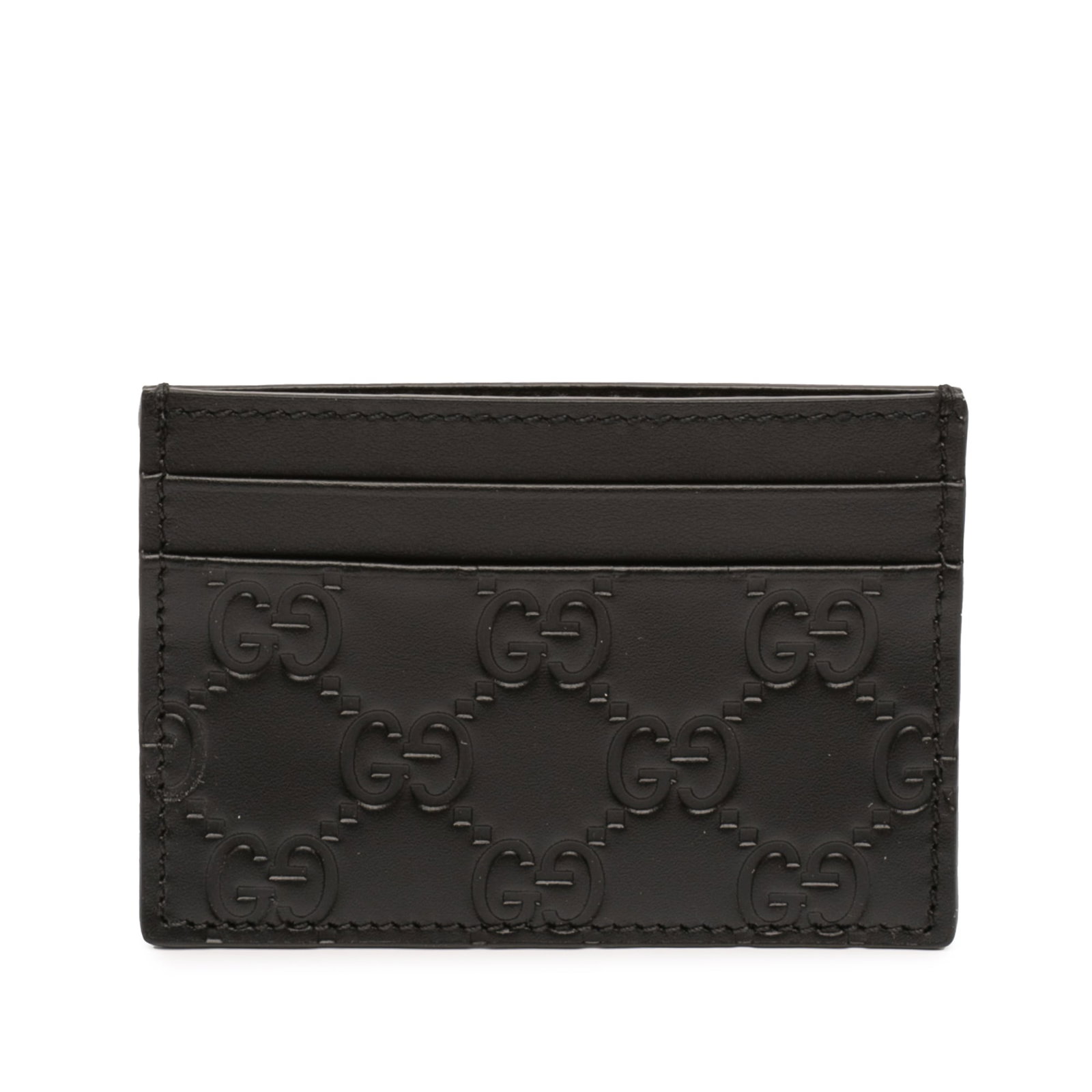 Gucci Guccissima Black Embossed Leather Card Holder from Italy: Gucci Guccissima Black Embossed Leather Card Holder from Italy This Guccissima card holder features an embossed leather exterior in black and convenient slip pockets, offering both style and functiona